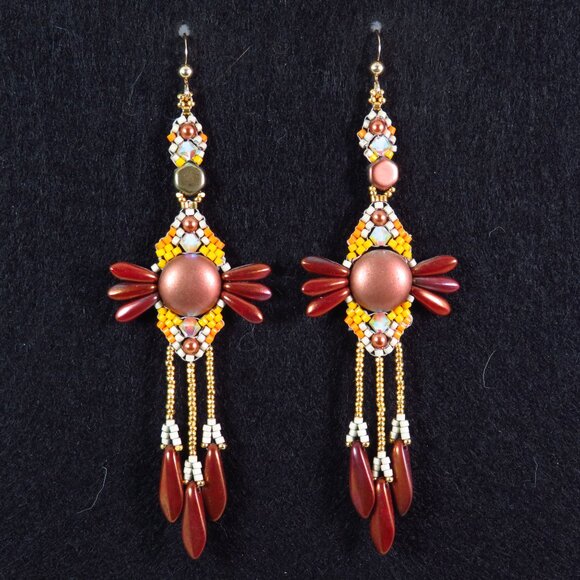 Copper gold earrings handmade - Picture 2 of 6